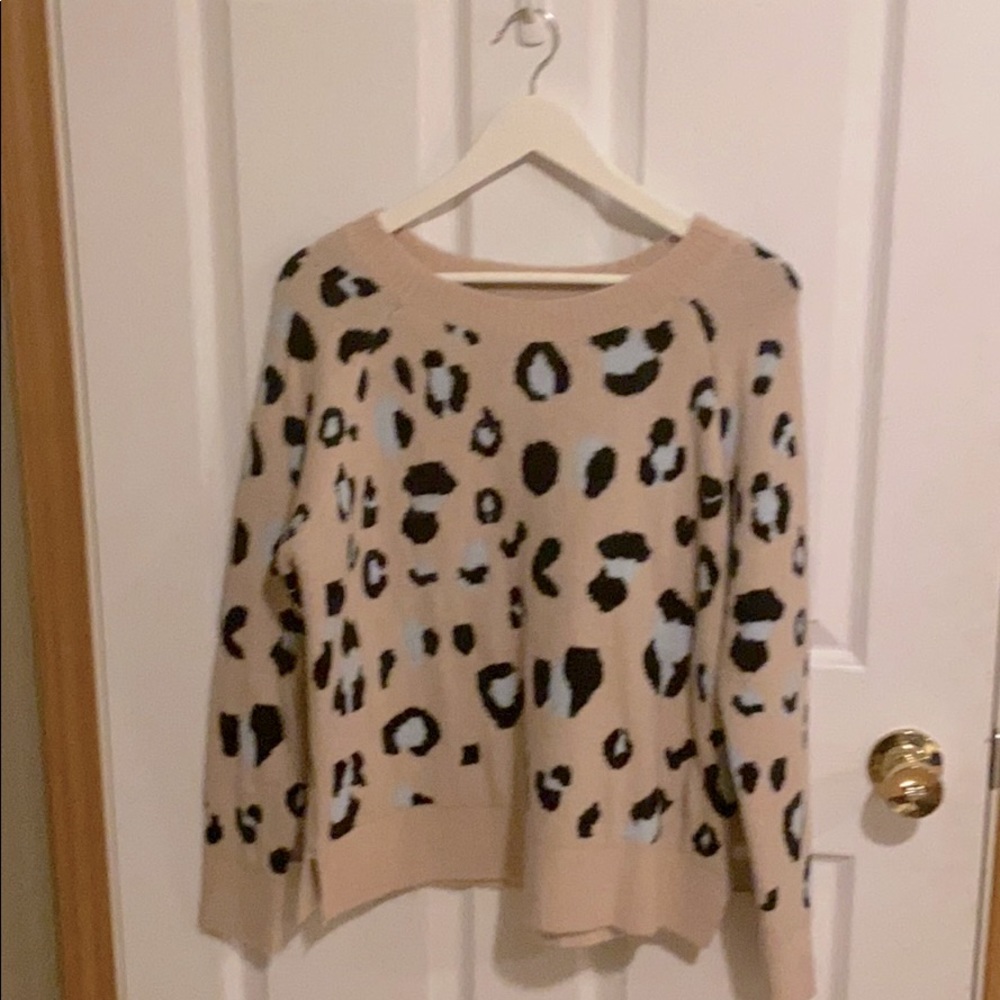 Pink Leopard Print Sweater